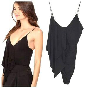 Stylestalker $148 Black Ruffle Front Bodysuit Top NWT Size Small
